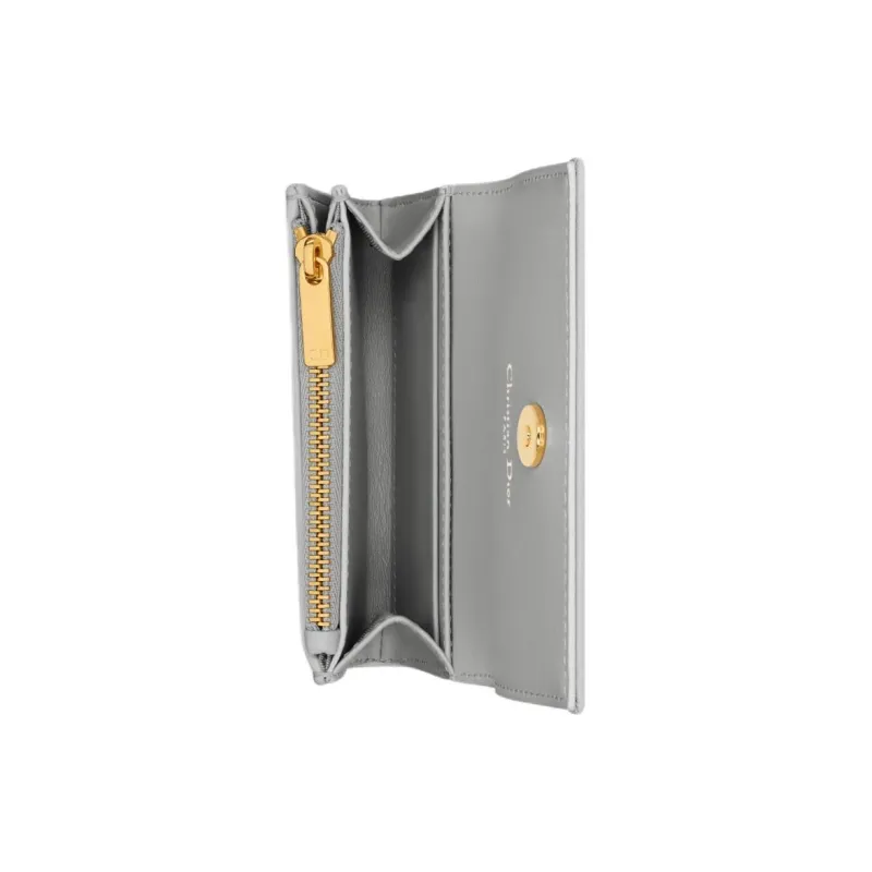 DIOR 30 Montaigne Jacquard Fabric Wallet Women's Gray-3