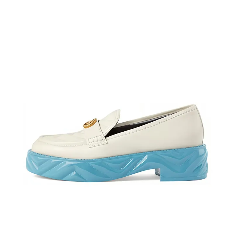 GUCCI Double G Flat Shoes Women's White Blue-0