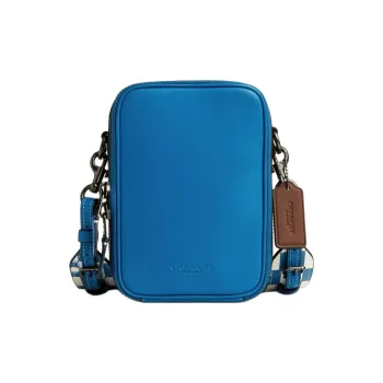 COACH Stanton Smooth Calfskin With Coated Canvas Shoulder Bag Crossbody Bag Small Size Women's Crown Blue Raven