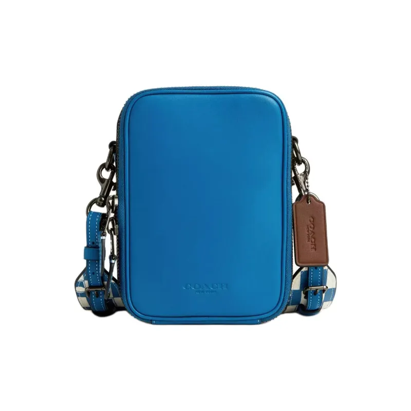 COACH Stanton Smooth Calfskin With Coated Canvas Shoulder Bag Crossbody Bag Small Size Women's Crown Blue Raven-0