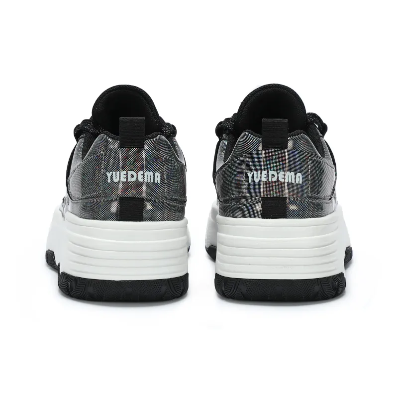 YUEDEMA Low Top Skateboard Shoes Unisex Dazzle Black-4