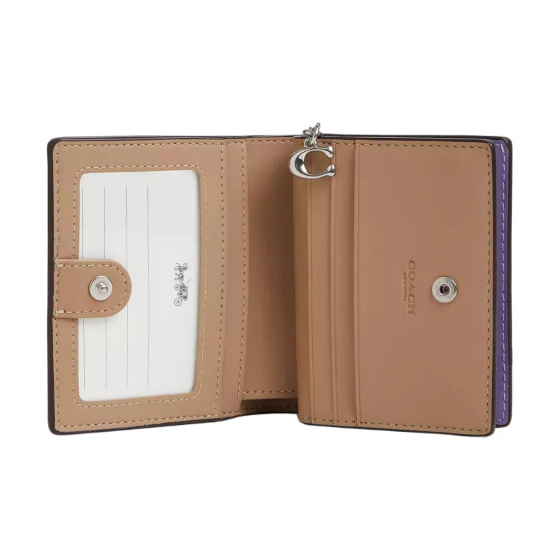 COACH Snap Wallet Coated Canvas With Smooth Leather Wallet Mini Women's Light Purple-1