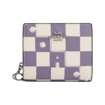 COACH Snap Wallet Coated Canvas With Smooth Leather Wallet Mini Women's Light Purple