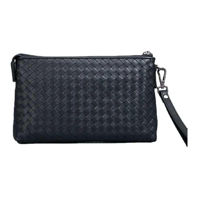 CMLZIUA Top Grain Cow Leather Clutch Unisex Black-2