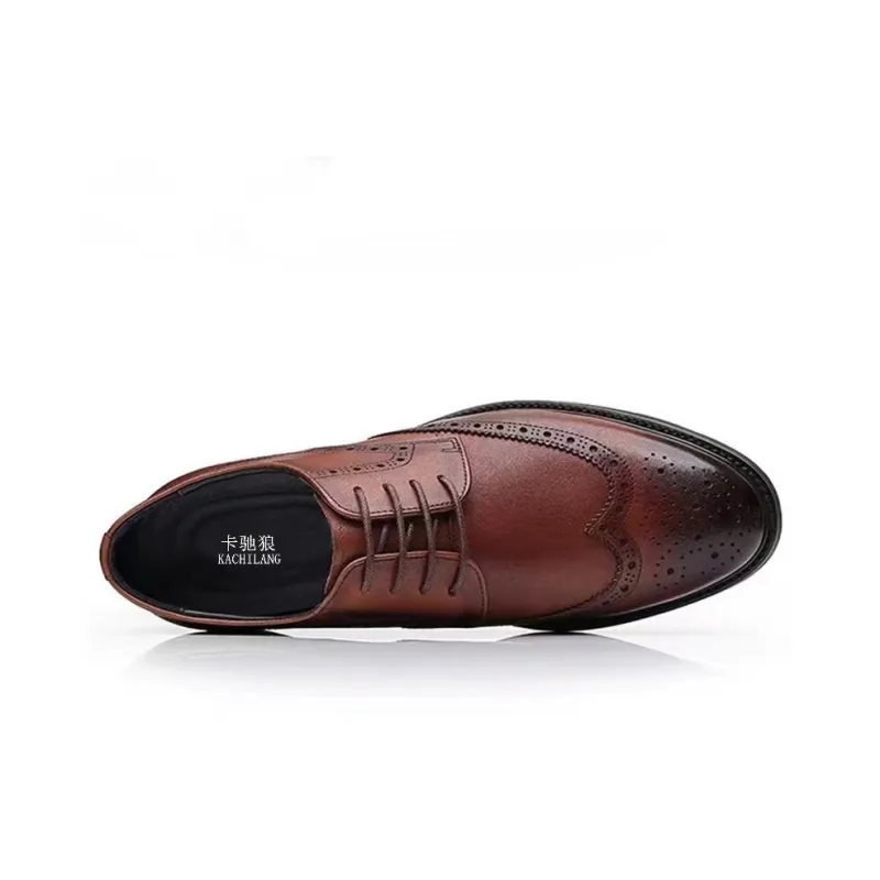 KACHILANG Dress Shoes Men Low Top Black/Brown-5