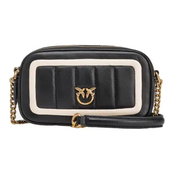 PINKO Leather Camera Bag, Shoulder Bag, Crossbody Bag Small Size Women's Black