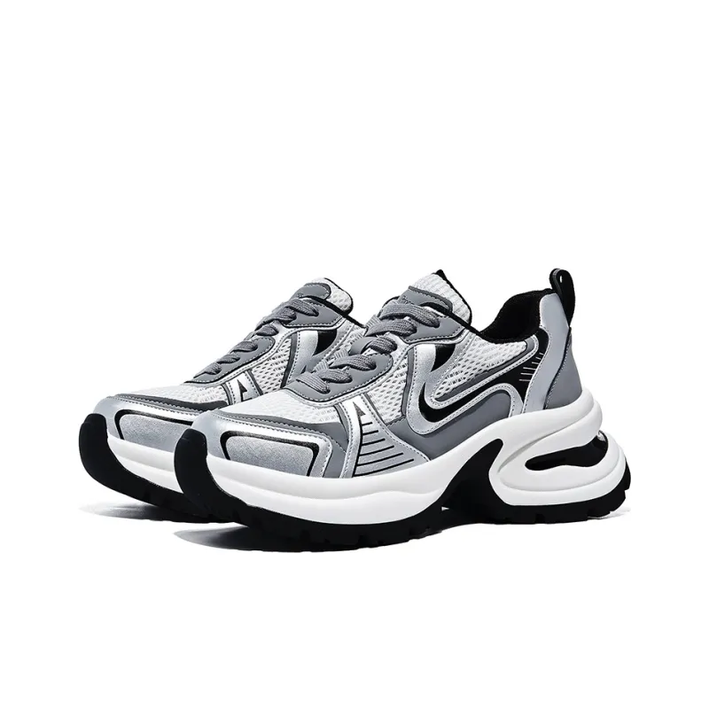A Poinsettia Princess Low Top Chunky Sneakers Women's Silver-2