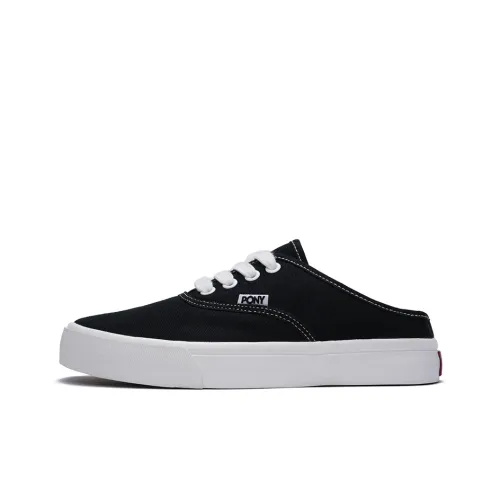 Pony Canvas Shoes Women's Low-Top Black White Red