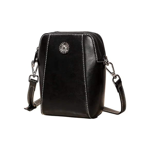 DIFENISE Cow Leather Women's Shoulder Bag Mini Women's White/Black-3