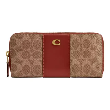 COACH Canvas With Leather Wallet Trumpets Unisex Brass & Tan