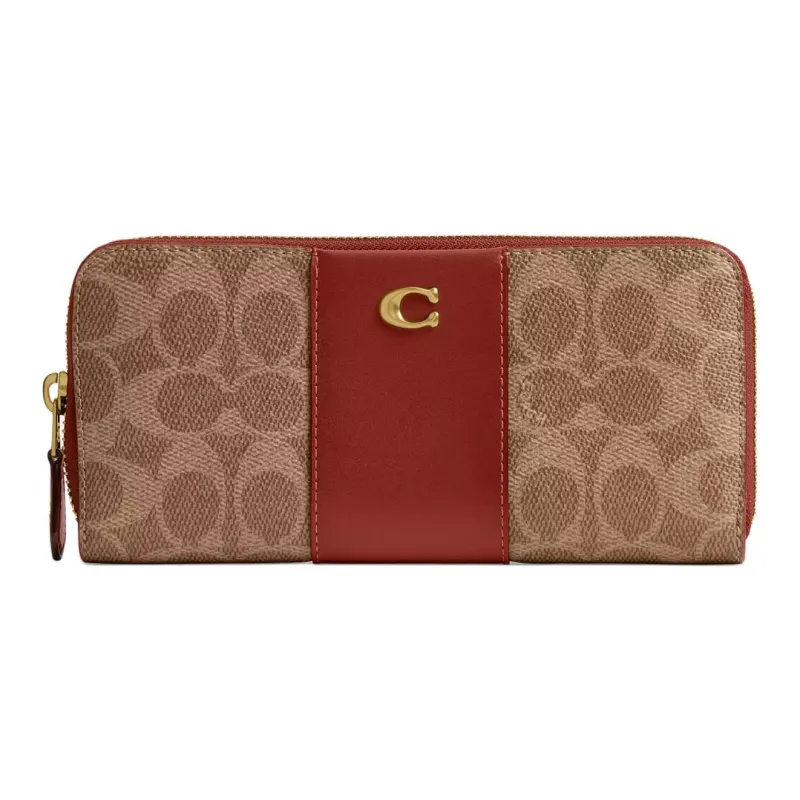 COACH Canvas With Leather Wallet Trumpets Unisex Brass & Tan-0
