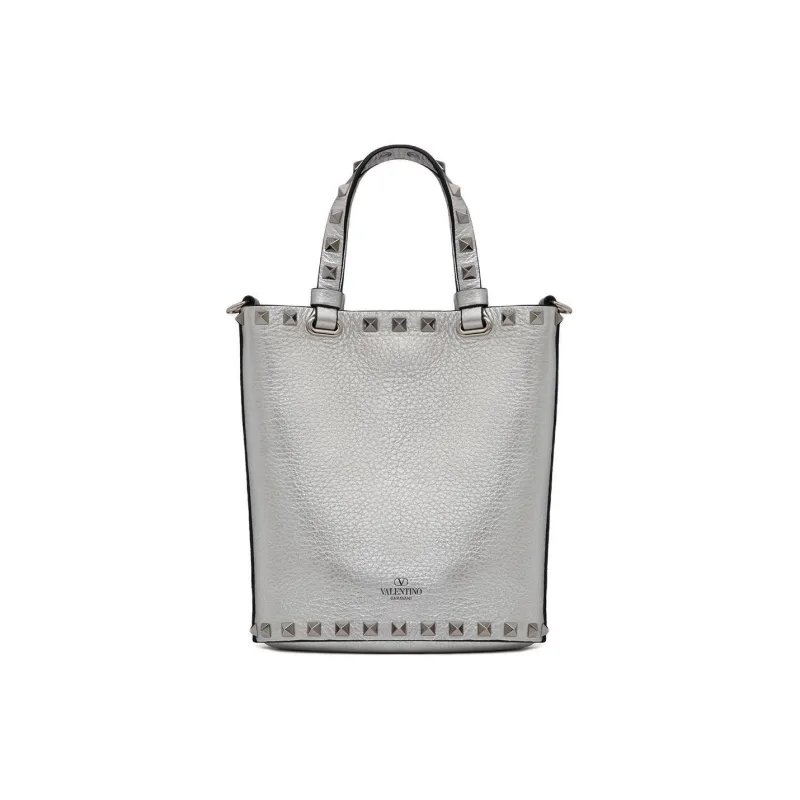 Valentino ROCKSTUD Grained Calfskin Shoulder Bag Crossbody Bag Handbag Mini Women's Silver-2