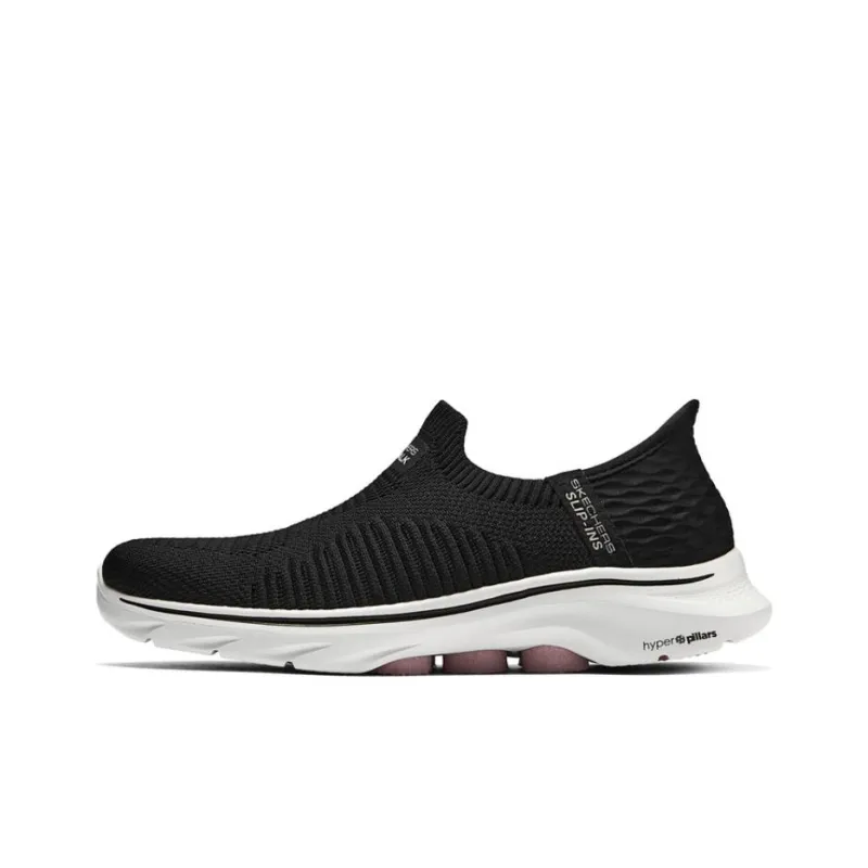 Skechers GO WALK 7 Cushioning Breathable Support Lightweight Rebound Low Top Casual Shoes Women's Black White Pink-0
