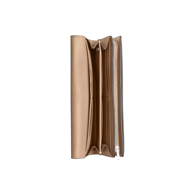 COACH Envelope Polished Pebbled Leather Wallet Small Size Women's Taupe-1