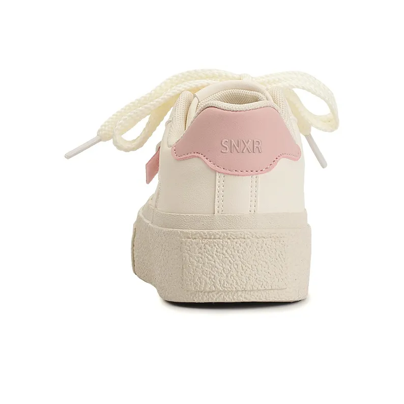 SNXR Slip Resistant Water Resistant Cushioned Height Increasing Low Top Skateboard Shoes Women's Beige Pink-5