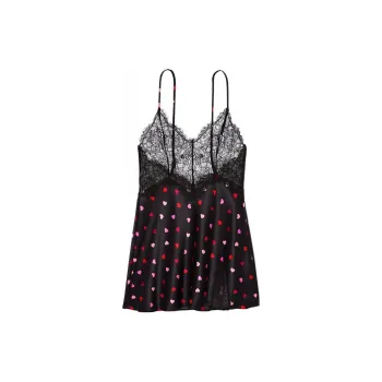 Victoria's Secret Nightgown Women's Black Heart Print