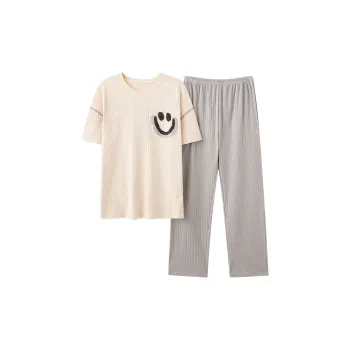 William Pajama Set Men's Beige Apricot/Light Gray