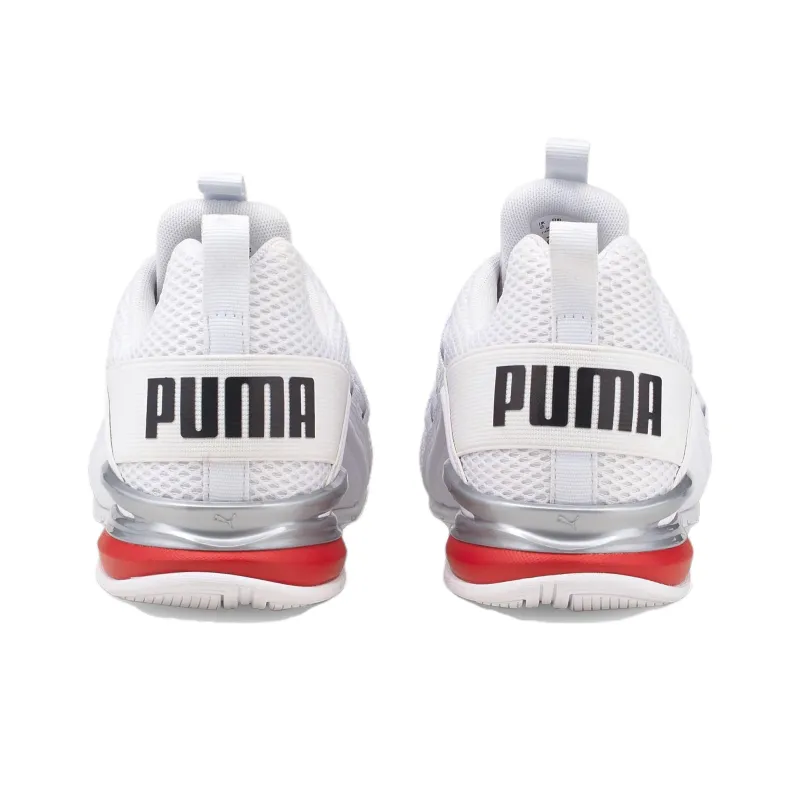 PUMA Axelion Slip Resistant Low Top Running Shoes Men's White Red-3