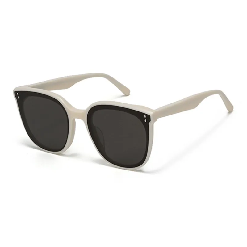 BOELEO Plate Frame Square Sunglasses Unisex Beige Tea Brown Champagne Black-1