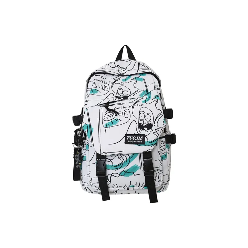 OUZIHUANG Nylon Backpack Regular Unisex White/Black-3