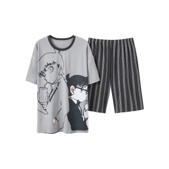 William Pajama Set Men's Black Gray Color