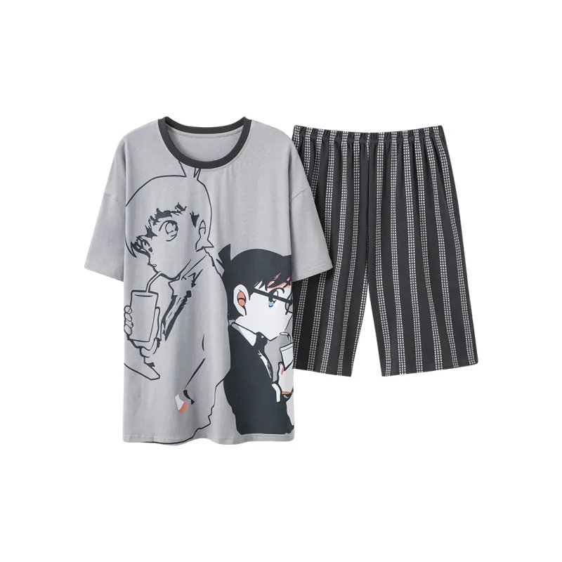 William Pajama Set Men's Black Gray Color-0