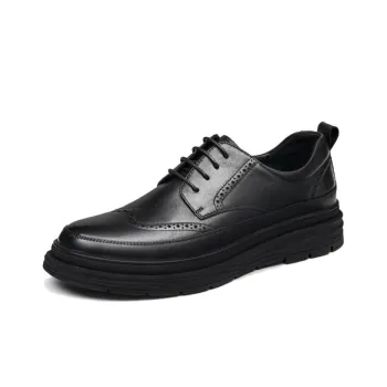 AOKANG Brogues Men's Shoes Men's Casual Leather Shoes Men's Black