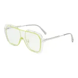 Green Pink Frame with Transparent Lens