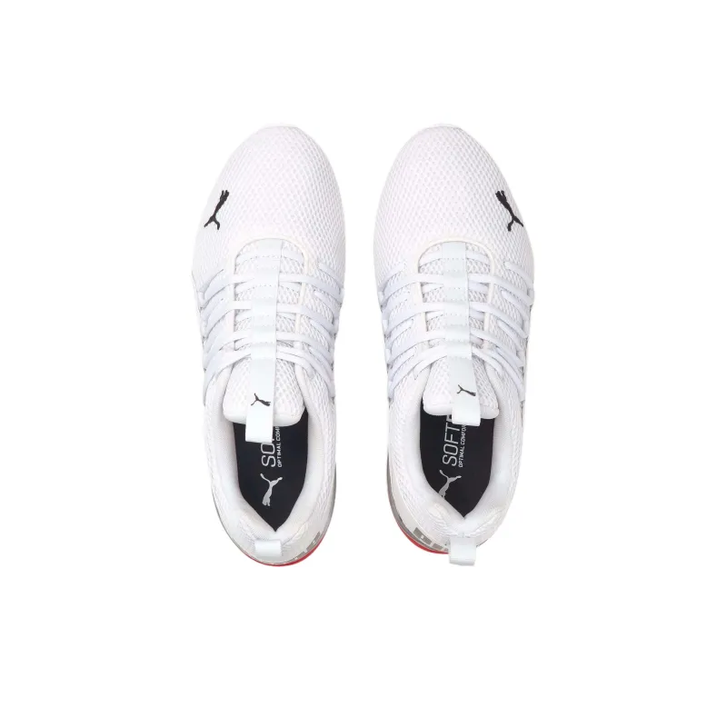 PUMA Axelion Slip Resistant Low Top Running Shoes Men's White Red-2