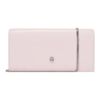 Alexander McQueen Skull Leather Shoulder Bag Crossbody Bag Wallet Women's Light Pink