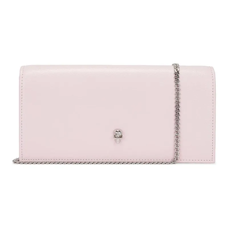 Alexander McQueen Skull Leather Shoulder Bag Crossbody Bag Wallet Women's Light Pink-0