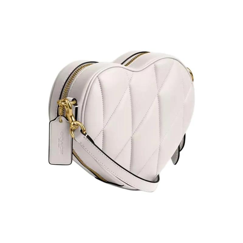 COACH Heart Nappa Leather Heart-Shaped Bag Shoulder Bag Crossbody Bag Small Size Women's White-1