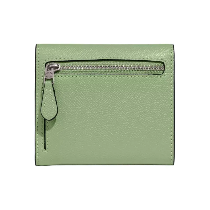 COACH Wyn Cross-Stitch Leather Coin Purses Wallets Small Size Women's Light Pistachio-1