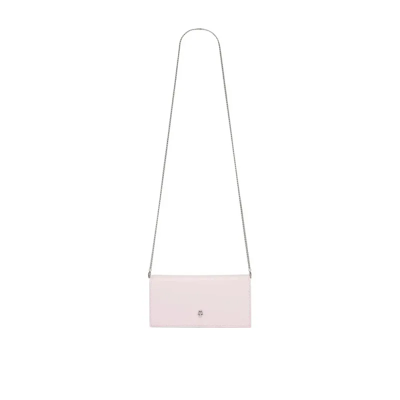 Alexander McQueen Skull Leather Shoulder Bag Crossbody Bag Wallet Women's Light Pink-4