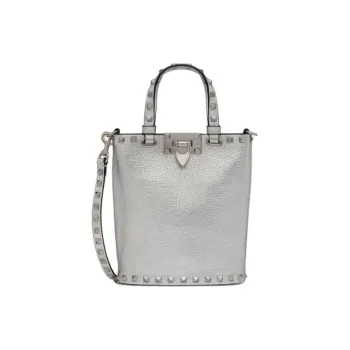 Valentino ROCKSTUD Grained Calfskin Shoulder Bag Crossbody Bag Handbag Mini Women's Silver