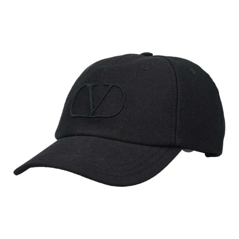 Valentino Virgin Wool Silk Baseball Caps Men's Black-0