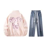 Set (Pink Coats+Dark Blue Washable Jeans)