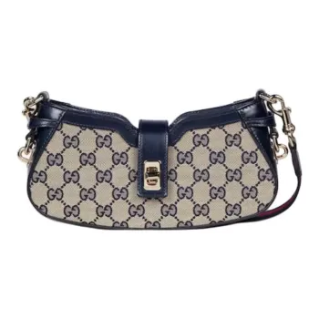 GUCCI Canvas Crossbody Bag Shoulder Bag Women's Beige & Blue