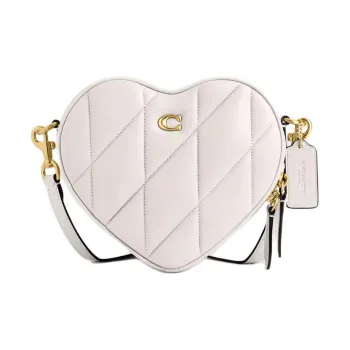 COACH Heart Nappa Leather Heart-Shaped Bag Shoulder Bag Crossbody Bag Small Size Women's White