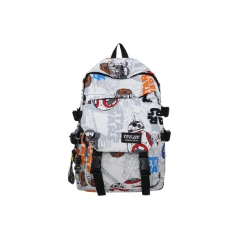 OUZIHUANG Nylon Backpack Regular Unisex White/Black