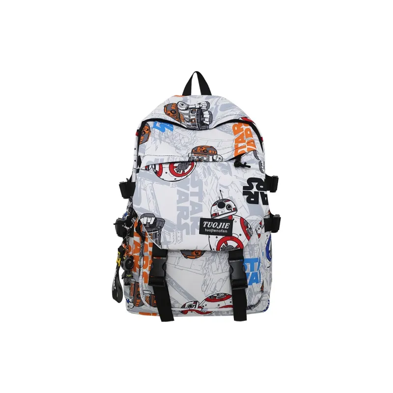 OUZIHUANG Nylon Backpack Regular Unisex White/Black-0