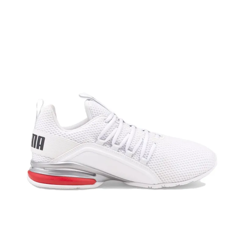 PUMA Axelion Slip Resistant Low Top Running Shoes Men's White Red-1