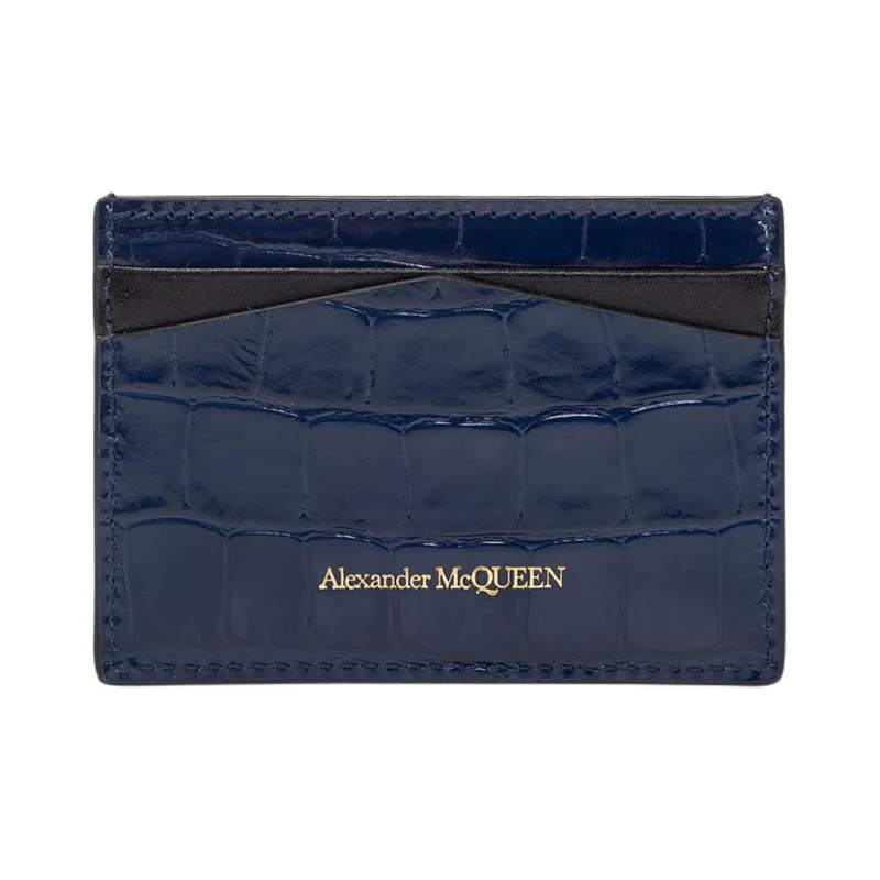 Alexander McQueen Calfskin Card Holder Women's Navy-2