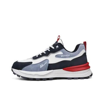Warrior Anti Slip And Wear Resistant Height Increasing Low Top Chunky Sneakers Men's White Dark Blue Light Blue