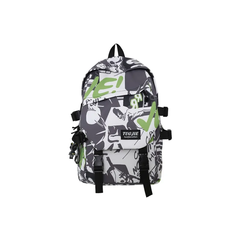 OUZIHUANG Nylon Backpack Regular Unisex White/Black-1