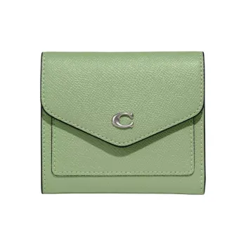 COACH Wyn Cross-Stitch Leather Coin Purses Wallets Small Size Women's Light Pistachio