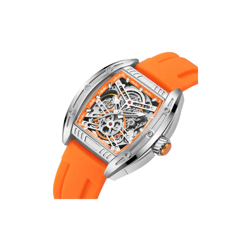 MEGIR Mechanical Movement Silicone Strap Watch Men's Watches Green Dial-14