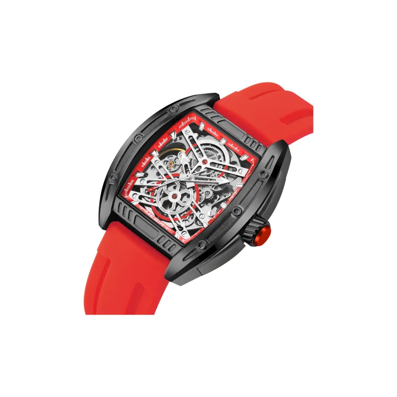 MEGIR Mechanical Movement Silicone Strap Watch Men's Watches Green Dial-7