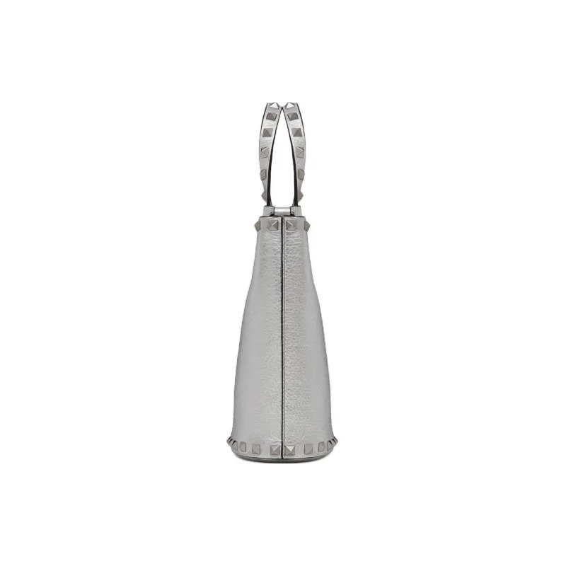 Valentino ROCKSTUD Grained Calfskin Shoulder Bag Crossbody Bag Handbag Mini Women's Silver-3