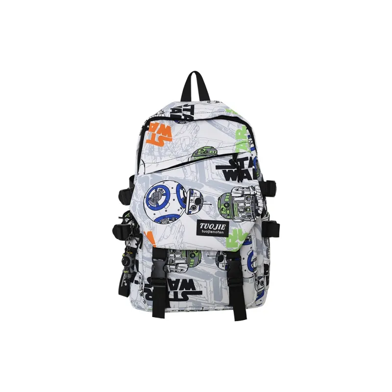 OUZIHUANG Nylon Backpack Regular Unisex White/Black-2